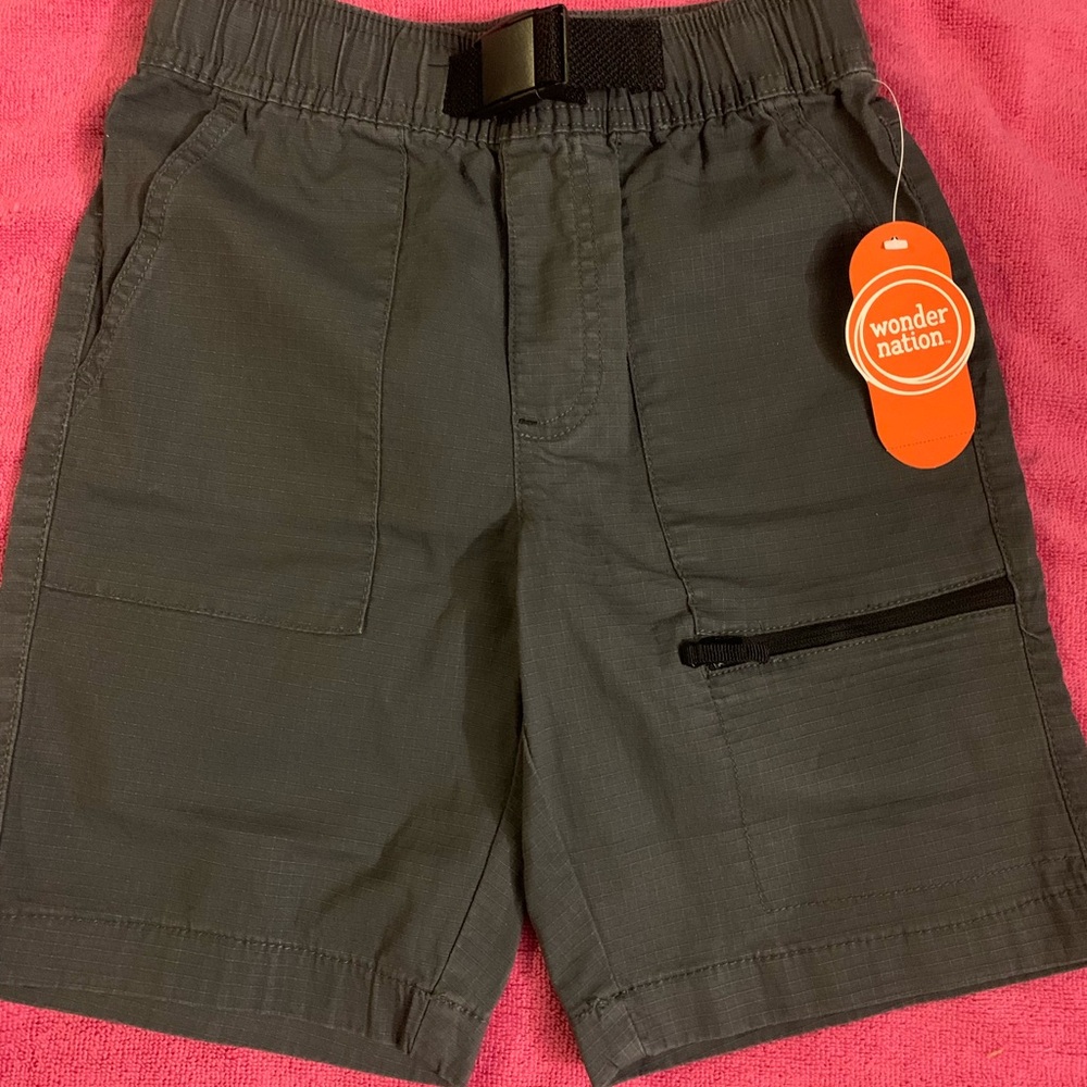 Wonder Nation Men's Cargo Shorts with Belt - Dark Gray